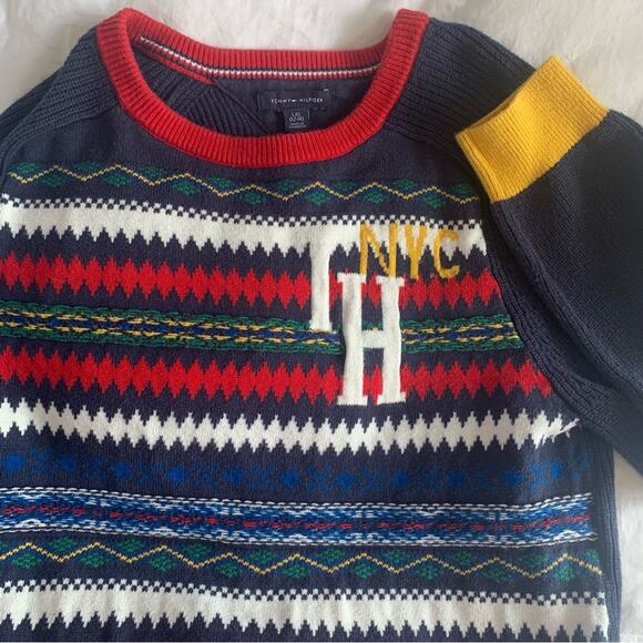 Tommy Hilfiger | FAIRISLE VARSITY | Kids Holiday Cotton Sweater - Picture 4 of 16